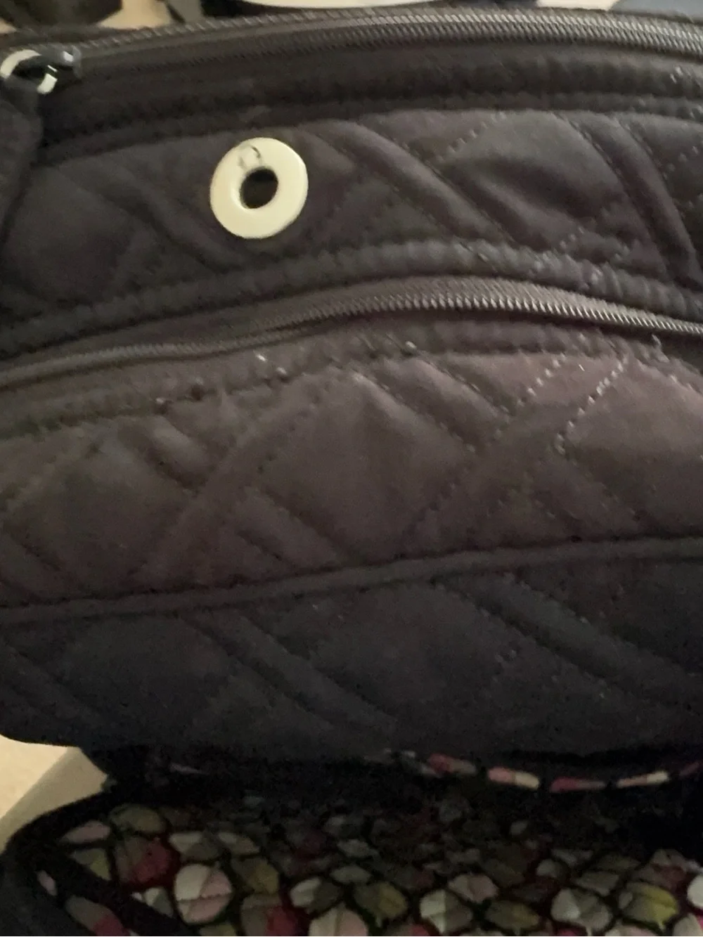 Vera Bradley Black Quilted Backpack with Front Pocket and computer sleeve